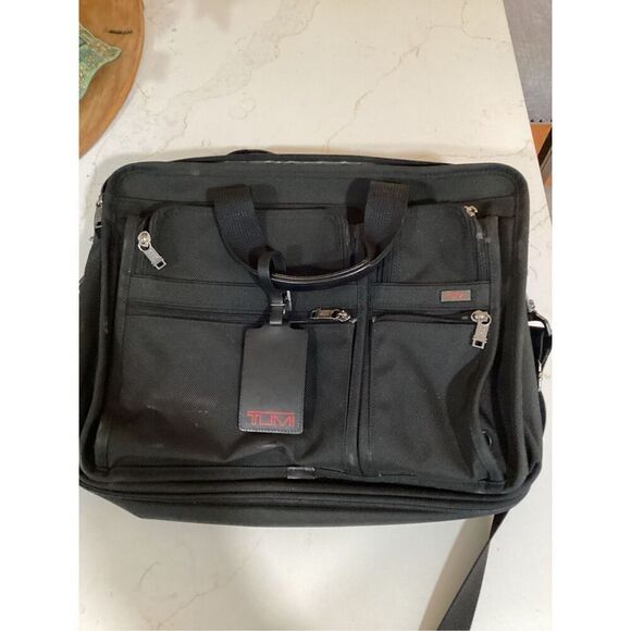 Tumi Alpha Laptop Computer Expandable Briefcase Messenger Bag Canvas Black - Picture 1 of 9